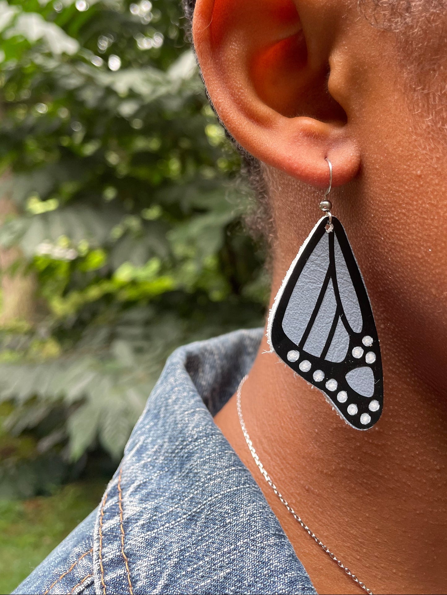 Sky Blue Buttterfly Leather Earrings