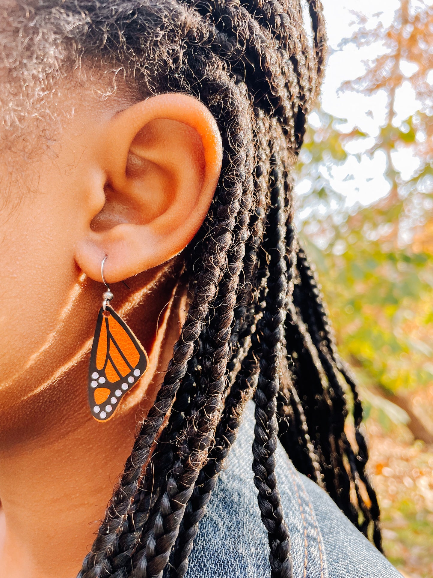Monarch Butterfly Leather Earrings