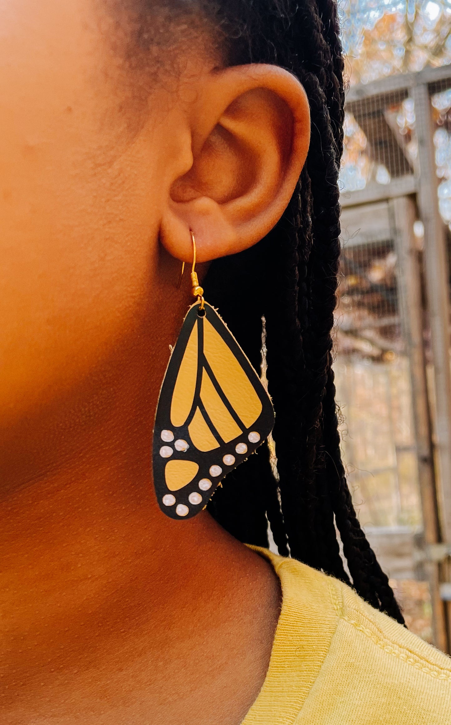 Yellow Swallowtail Leather Butterfly Earrings