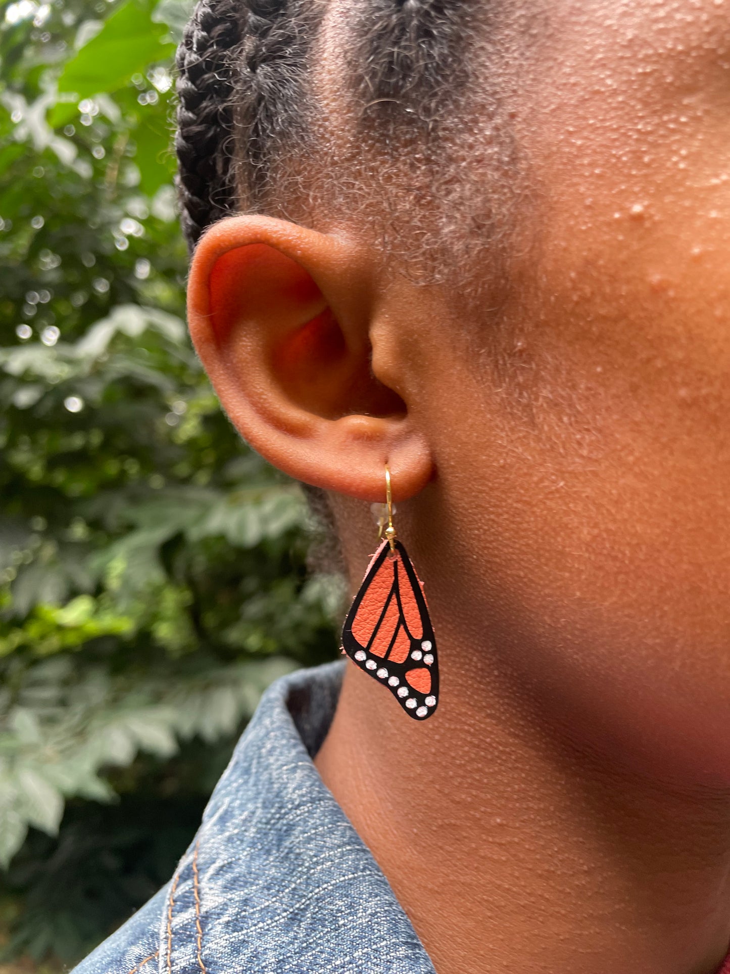 Pink Spotted Cattleheart Butterfly Leather Earrings