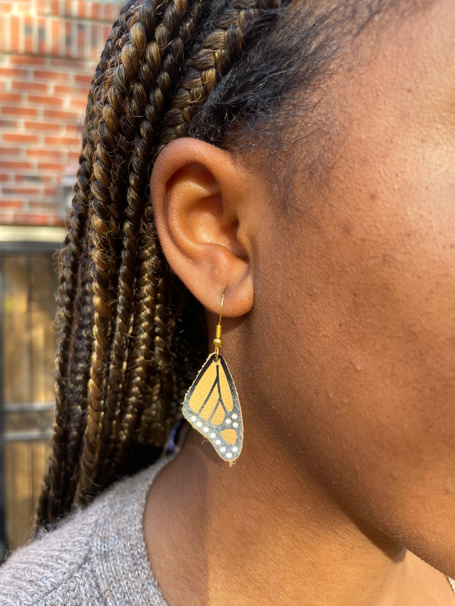 Yellow Swallowtail Leather Butterfly Earrings
