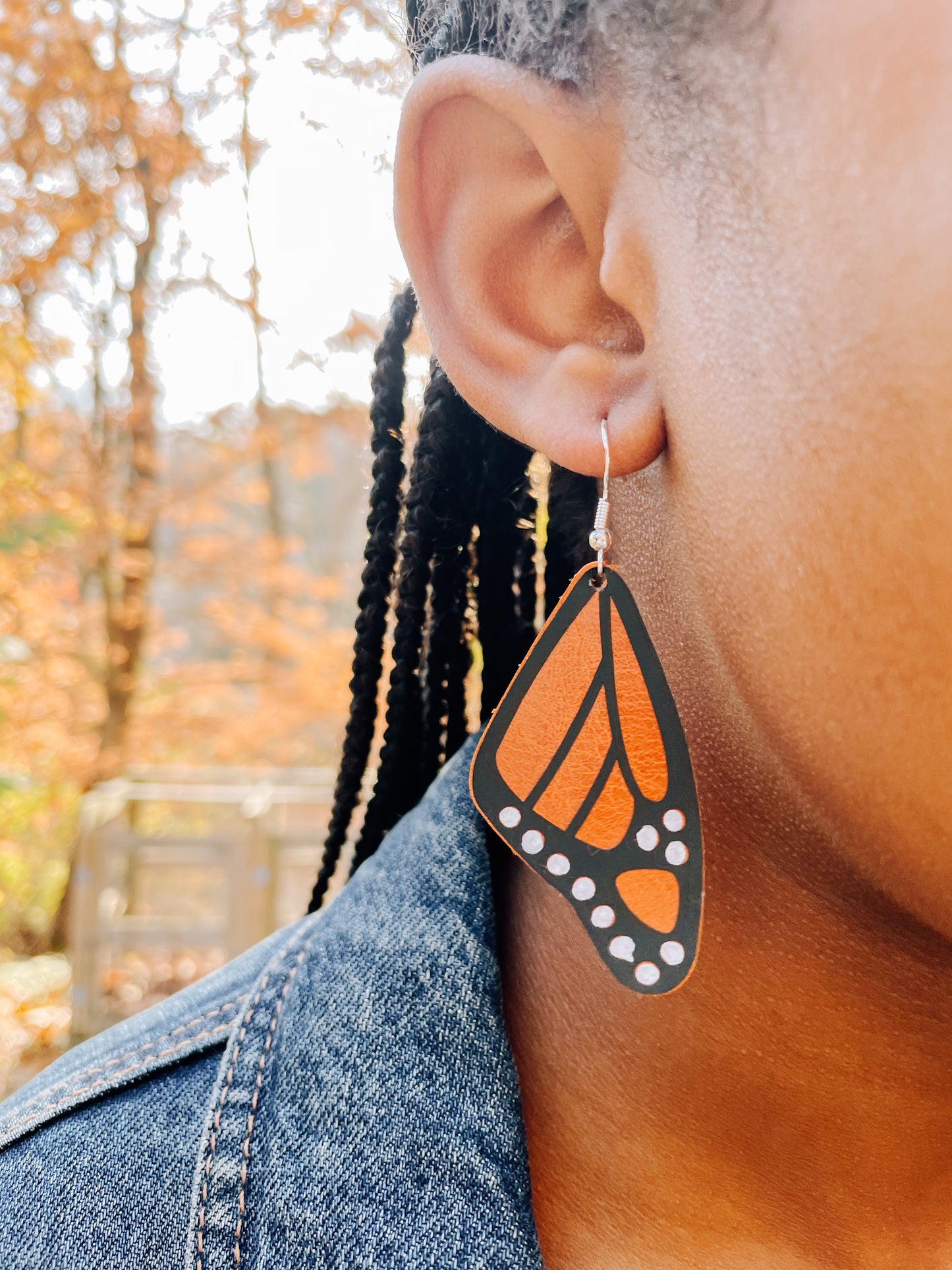 Monarch Butterfly Leather Earrings